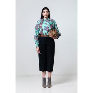 Tibi Teal Paisly Tunic Top